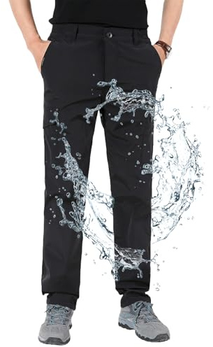Aotoyou Wanderhose Herren Outdoorhose Cargohose Trekkinghose | Wasserabweisende Schnelltrocknende Hose Herren Funktionshose Softshellhose Männer Angelhose mit Gummizug und 6 Taschen