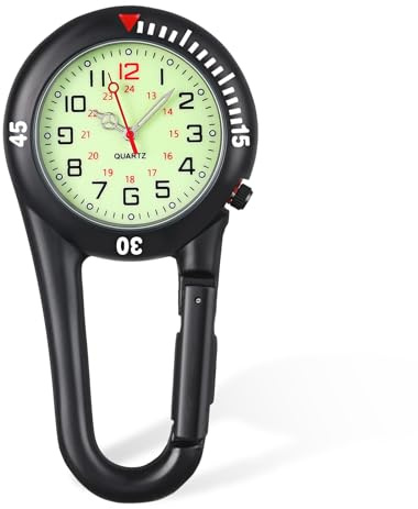 Schwesternuhr Rettungsdienst Zubehör, Taschenuhr mit karabiner Krankenschwester Uhren Uhr mit Clip, Kleine+Taschenuhr Uhr Krankenschwester Pulsuhr Krankenschwester für Radfahrer Kletterer Rucksack