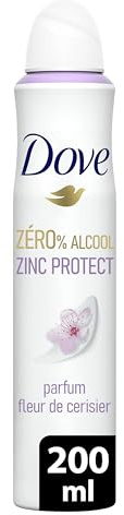 DOVE Deodorant für Damen, Zinc Protect – Spray, 0% Alkohol – Duft Kirschblüte – 72 Stunden Geruchsschutz – 200 ml