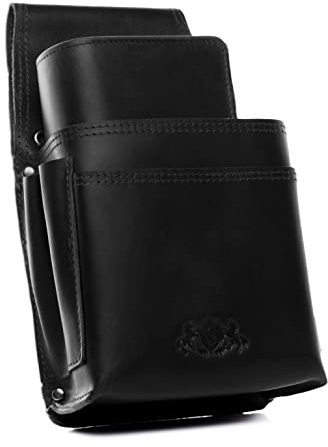 SID & VAIN Kombi Kellner-Geldbörse Gastronomie echt Leder - Aberdeen Combi - Ledergeldbeutel Herren und Damen schwarz handgefertigt