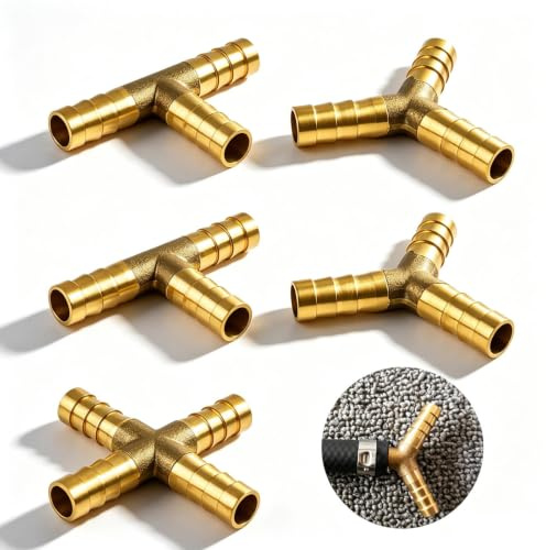 WJUAN 5 Stück T-Y-X Kraftstoffschlauch 8mm, Vollkupfer verdickt Schlauchverbinder, Benzinschlauch fur Wasser Verteiler Druckluftverteiler