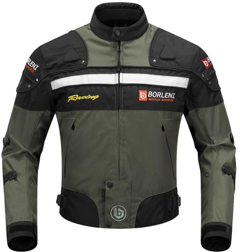 BORLENI Motorradjacke, CE-konforme Protektoren, Herbst/Winter, D020 | CE-konforme Protektoren, Futter abnehmbar, winddicht, verstellbar, für kalte Tage und Stadtfahrten