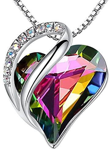 Leafael Infinity-Herz Geburtsstein-Halsketten für Damen | Infinity-Herz Halsketten mit Geburtsstein-Kristallen; Geschenk für Damen zu Geburtstag, Weihnachten oder Muttertag