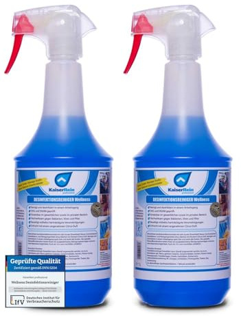 KaiserRein Desinfektionsreiniger 2x 1L alkoholfrei für Wellness, Spa, Fitnesstudios zur Reinigung und Desinfektion von Solarium, Sauna, Yogamatten, Fitnessgeräten und Massageliegen