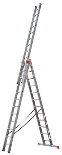 STRUKTURO Vielzweckleiter 3x12 Sprossen, 3-teilige Alu-Kombileiter, max. Arbeitshöhe 9,25 m
