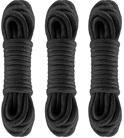 QIXINHANG 3x 10m Bondageseil Bondage Seile Fesselseil BDSM Schwarz (MEHRWEG)