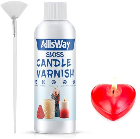 Kerzenlack, Kerzenlack für Wasserschiebefolie, Gloss Varnish, Klarlack Hochglanzlack für Kerzen mit Bürste, Kerzenlack zum Versiegeln Hochglänzend, Wasserfest, Farbfixierend, 200ml