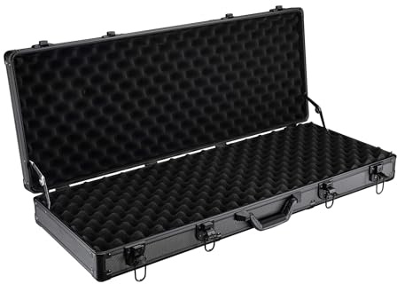 Wiltec Waffenkoffer verschließbar, 84x35,5x11cm, Gewehrkoffer aus Aluminium, Pistolenkoffer mit Klappverschlüssen und Schlüssel
