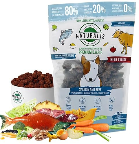 500g Naturalis Smart 80 Lachs-Rind High Energy Trockenbarf Barf Hundefutter 100% Natur Lebensmittel-Qualität
