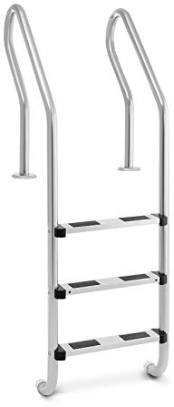 Uniprodo Uni_Pool_Ladder_1600 Poolleiter Edelstahl 3 Stufen Schwimmbadleiter 180 kg Tiefbeckenleiter, Silber
