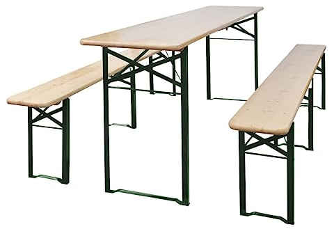 RAUGAJ Outdoor Tische Klapptisch Biertisch mit 2 Bänken 220cm Tannenholz Möbel