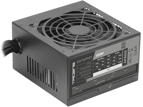 Tacens Anima APB650, PC ATX Netzteil 650W, 80Plus Bronze Zertifizierung, 85% Effizienz, SMD- und DC-DC-Technologien, Ultra-leiser 12cm Lüfter, Extra-Lange Flachkabel, Komplett in Schwarz