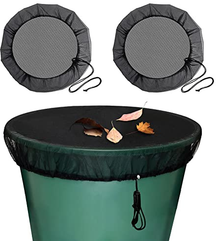 FORMIZON 2 Regentonnen Netz, Regentonne Abdeckung, mit Zugband, 95cm Wetterbeständiger Mückenschutz Verstellbares Regentonnennetz, Schutz vor Laub, Stechmücken & Mückenlarven, Schutznetz Regentonne