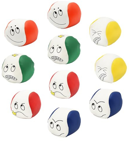 AolKee 10 Stücke Jonglingbälle Set für Anfänger, Mini Bunte Jonglierbälle Kinder, Jonglierbälle Erwachsene,Juggling Balls, Weiche und lustige Emoticon Jonglieren Kugeln für Jonglieren Spielzeug Spiel