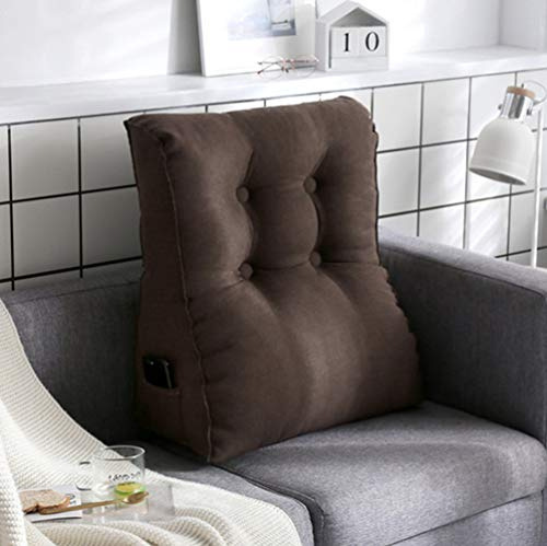 MHGLOVES Generic Dreieckｋissen Zurück Stützkissen Rückenlehne Rückenstütze Sofa Bett Deko,7 Farben (45X25x55cm),Braun,M
