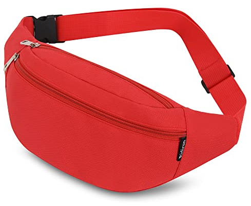 Bauchtasche für Damen und Herren Gürteltasche Hüfttasche Doggy Bag Outdoor Sport Groß Handytasche Umhängetasche Camping Fitness Fahrrad Geld Pouch Pack