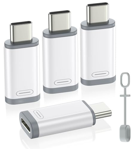 MoKo Lightning auf USB C Adapter für iPhone 17 Air 16 16e 15 Pro Max Plus, iPad, Galaxy S25/S24-4Stück Adapter Lightning auf USB C mit Laden Datenübertragung, Nicht für Audio/OTG, Weiß/Grau
