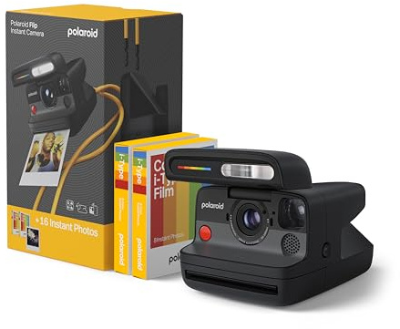 Polaroid FLIP - Pack Sofortbildkamera Schwarz + Farbfilm (16 Fotos)
