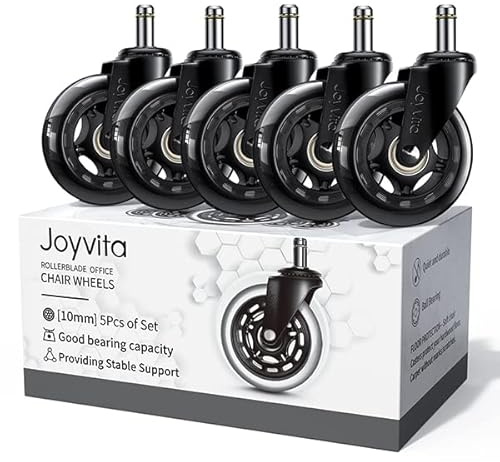 Rollen für Bürostuhl 10mm x 22 mm, 5er Set Bürostuhlrollen für Hartböden, Parkett, Teppich, Laminat und Fliesen - Nur Kompatibel mit IKEA Bürostühle