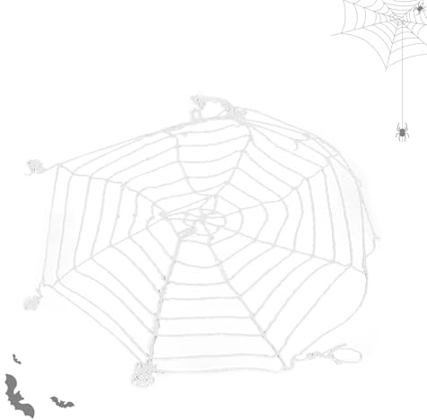 1pcs Spinnennetz Deko Baumwolle,Weißes Spinnennetz,Spinnennetze für Halloween-Dekorationen,Großes Spinnennetz,runde weiße Baumwollspinnennetze Elastische Gürtel-Requisiten für Indoor und Outdoor