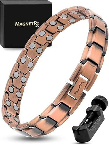 MagnetRX® Magnetarmband Herren aus purem Kupfer – Starkes magnetisches Kupferarmband Herren für Magnettherapie – Ideal bei Arthritis & Karpaltunnelsyndrom – Inkl. Längenwerkzeug (Leo Style)
