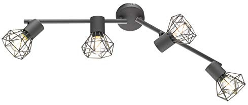 Fischer & Honsel Deckenbogen | Ran | 4x E14 max. 40 Watt | Grau | Verstellbare Arme | 60 x 8 x 18 cm | 22266
