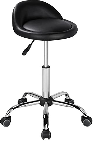 Yaheetech Rollhocker Drehhocker Arbeitshocker Bürohocker Drehstuhl Praxishockermit Rollen Massage Salon, aus Kunstleder, Höhenverstellbar schwarz