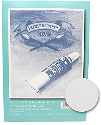 Paintersisters Zeichenblock A3, 30 Blatt für Pastell und Kohle, Malblock für Zeichnungen, leicht strukturiertes Papier 160g/m², säurefrei