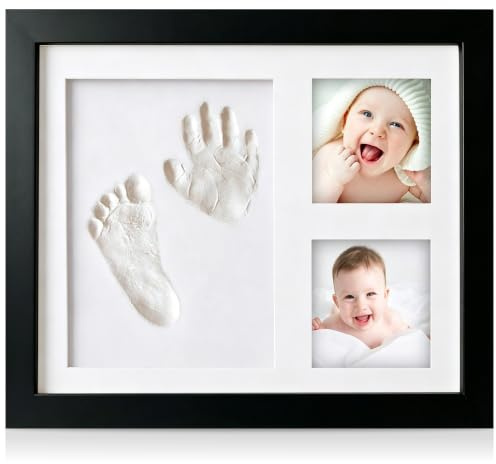 PewinGo Baby Handabdruck und Fußabdruck Set, Gipsabdruck Baby Hand und Fuß mit Echtholz Bilderrahmen- Perfekte Geschenkidee für Kleinkinder, Mütter und Väter, Erinnerungen für die Ewigkeit-Schwarz