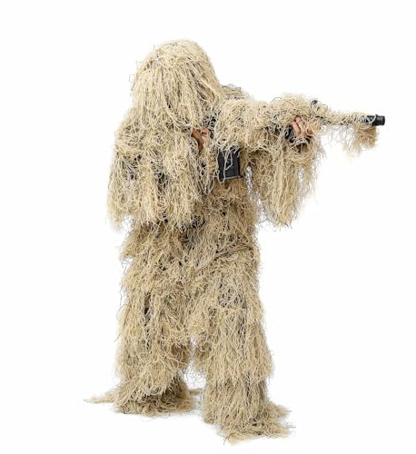 Maizoon 5 in 1 Ghillie Anzug 3 Arten von Tarnkleidung Ideal für Militärjagd, Scharfschütze, Airsoft und Paintball