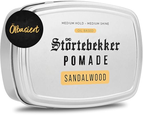 Störtebekker® Premium Pomade Ölbasiert Sandelholz - Pomade Herren - Mittlerer Halt - Mittlerer Glanz - Haarwachs 125ml - Barbershop Haarpomade - Haarstyling Made in Germany
