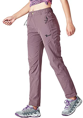 YSENTO Damen Wanderhose Outdoorhose Wasserdicht Schnelltrockend Stretch Trekkinghose Funktionshose mit Reißverschlusstaschen