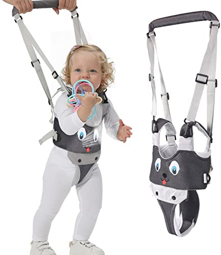 IULONEE Lauflernhilfe Gehhilfe für Baby Stehen und Gehen Lernen Helfer 4 in 1 Funktionale Verstellbar Walker Sicherheitsleinen für Kinder 7-24 Monate (Mesh Grau)