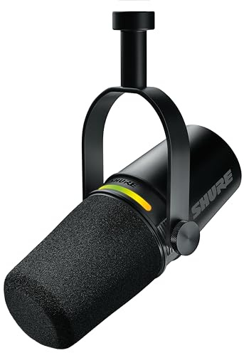 Shure MV7+ Dynamisches Podcast-Mikrofon USB-C und XLR - Schwarz | Dynamisches USB-C- und XLR-Mikrofon mit LED-Touchpanel, Auto-Level und Pop-Filter für Podcasting, Streaming und Aufnahmen