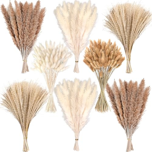 200PCS Elegantes Pampasgras Deko - Herbst Deko Innen, Trockenblumen Herbst, Fensterbrett Deko & Wohnzimmerdeko im Boho Stil für Ihr Zuhause