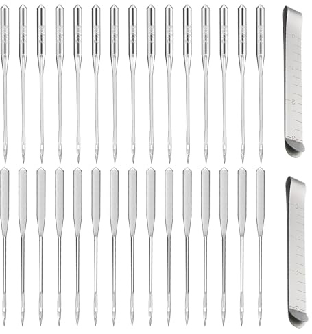 30 Stück Nähmaschinennadeln,Nähnadeln Nähmaschine,Jersey Nadeln für Nähmaschine Größe 80/12,Enthält 2 Crimp-Clips,für die meisten Nähmaschinen Zubehör
