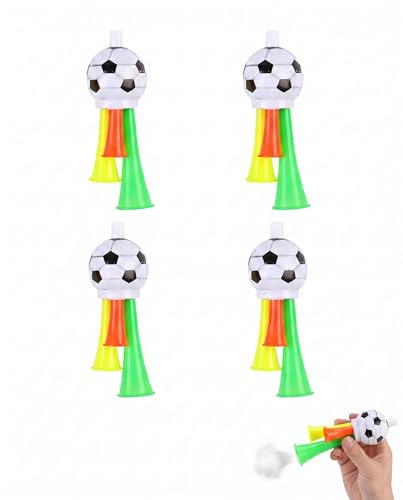 YAPKOLV Vuvuzela 4 Stück, Laut & Kompakte Fussball Tröte zum Anfeuern im Stadion. Ideal als Fanfare für Sportfeste, Fußballturnier & Basketball.