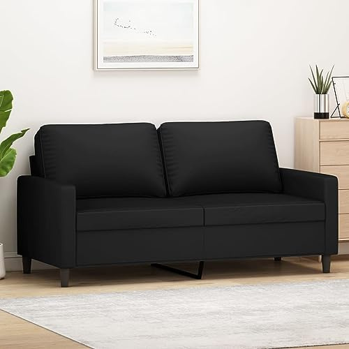 Emmtore Sofa 2-Sitzer, Loungesofa Couch mit Armlehnen Rückenkissen, Wohnzimmersofa Designsofa mit Metallgestell, Sitzmöbel Zweisitzer Samt,Schwarz,140 cm