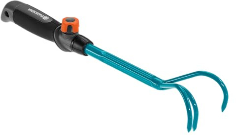 Gardena combisystem-Kleingrubber: 3-Zinken-Gartenkralle zum Lockern und Lüften des Bodens, Arbeitsbreite 7 cm, ergonomischer Griff, Korrosionsschutz (8921-20)