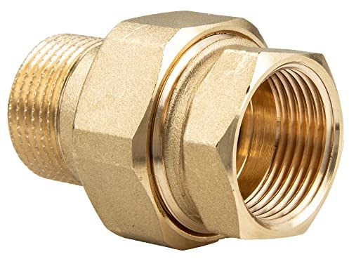 tecuro Messing Verschraubung konisch dichtend IG x AG 1 Zoll mit O-Ring, hochtemperaturbeständig, Messing CW617N gem. Trinkwasserverordnung 50930-6