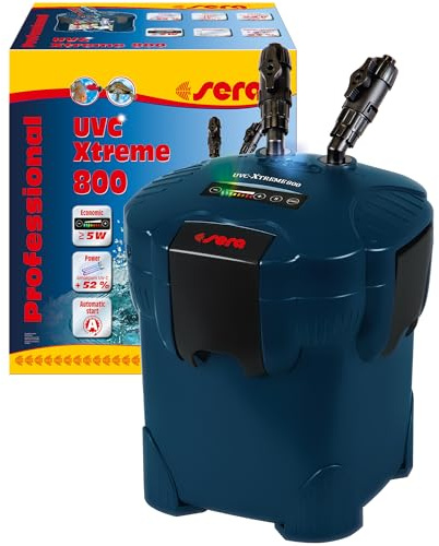 sera UVC-Xtreme 800 | Außenfilter für Aquarien | mit integrierter UVC-Amalgam-Lampe | elektronisch steuerbar | 2 Leistungsstufen | für klares und gesundes Wasser