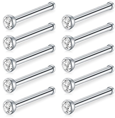 Briana Williams Nasenpiercing Piercing, 316L Chirurgenstahl Nostril Piercing CZ, 18G/20G/22G Nasenpiercing-Schmuck, Silber/Gold