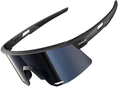 JOYROOM Schnelle Brille Herren Fahrradbrille Damen [Verstellbare Nasenpad] [Anti-Beschlag] Sonnenbrille Polarisiert UV400-Schutz Sportbrille aus TR90 für Fahrrad Ebike Laufen, Schwarz