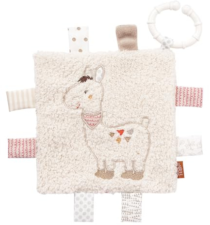 Fehn Knistertuch Lama - Spielzeug mit Raschelpapier & Quietsche - Knistertier Raschelspielzeug - Babyspielzeug mit Befestigungsring - Rascheltuch für Babys und Kleinkinder ab 0+ Monaten