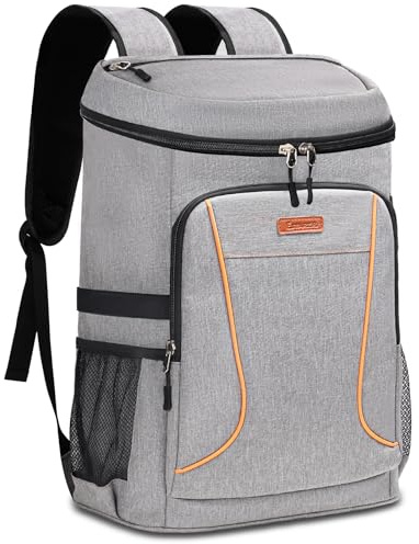 Estarer Kühlrucksack 35L Kühltasche Picknickrucksack Wasserdichter Rucksack zum Kühl mit Flaschenöffner beim Camping, Wandern und Strand, Hellgrau