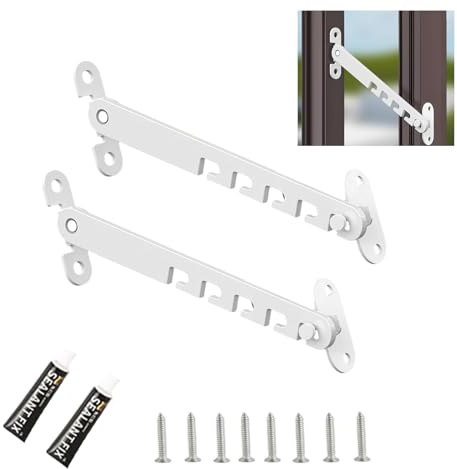 2 Set Fensterstopper Fensterriegel 18 Cm Fensterstopper Metall (Weiß) | Fensterfeststeller für Kippfenster Fensterladen Feststeller Window Open Holder Fensterriegel Zum Einstellen FensteröFfnung