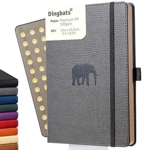 Dingbats* - Tierwelt Notizbuch A5 Gepunktet - Hardcover Dotted Tagebuch aus veganem Leder für Arbeiten, Reisetagebuch, Universitäts Notizen - mit Elastischem Verschlussband