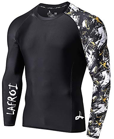 LAFROI Herren Langarm UPF 50+ Kompressionsshirt Rash Guard-CLYYB
