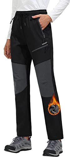 MOCOLY Damen Wanderhose Winter Outdoorhose Skihose Schneehose Thermohose | Fleece Gefütterte Thermo Trekkinghose Langlaufhose Jagdhose Arbeitshose Warm Softshell Outdoor Hose für Wander Ski Schnee
