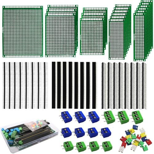 RUNCCI-YUN 82 Stück PCB Board Kits Lochrasterplatte Kit Doppelseitig PCB Board leiterplatte, Prototyp doppelseitige Leiterplatten für das DIY Löten, kompatibel mit dem Arduino Kit